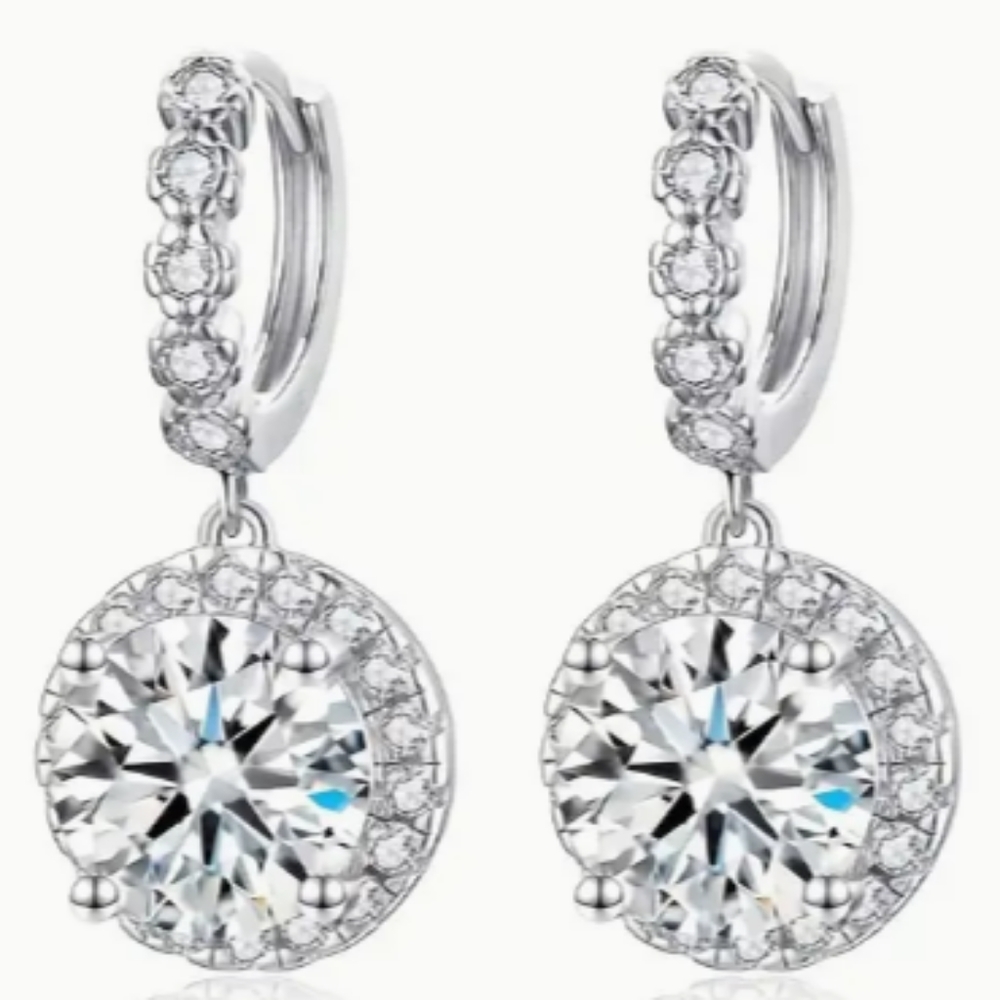CERTIFIED 1ct Moissanite drop earrings!